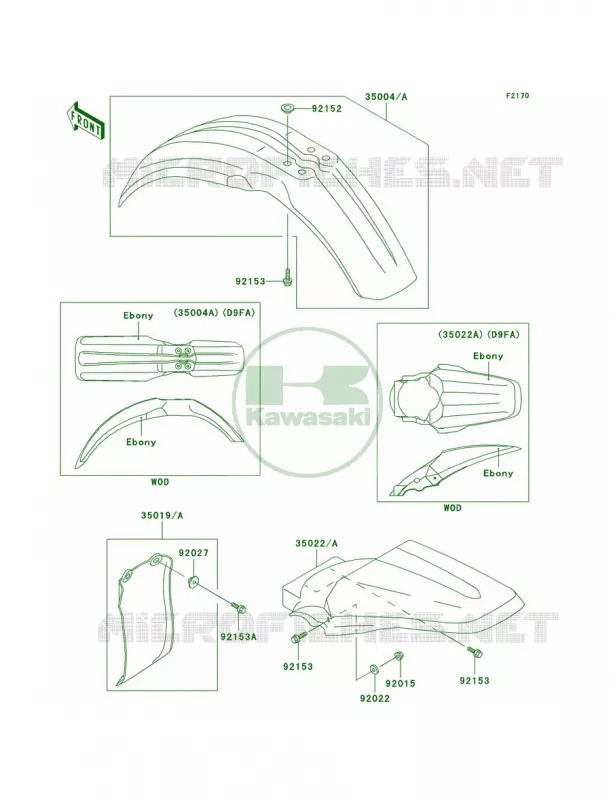Fenders Kawasaki MOTOS 100 2006 KX100  KX100D6F