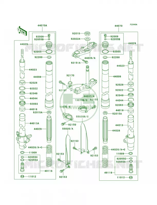 Front ForkD7F-D9FA Kawasaki MOTOS 100 2006 KX100  KX100D6F