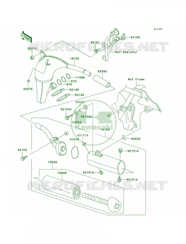 Mufflers Kawasaki MOTOS 100 2006 KX100  KX100D6F