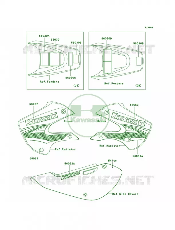 LabelsGreenA7F Kawasaki MOTOS 65 2006 KX65  KX65A6F