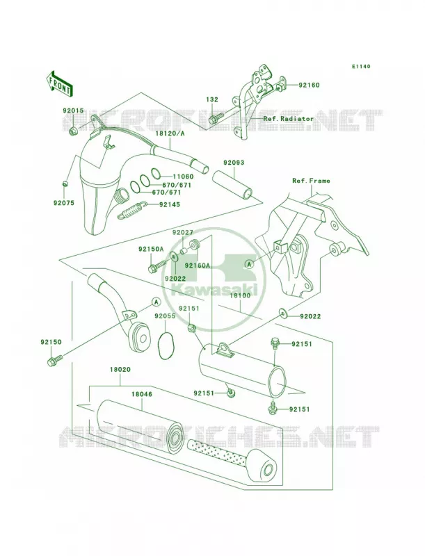 Mufflers Kawasaki MOTOS 100 2005 KX100  KX100-D5