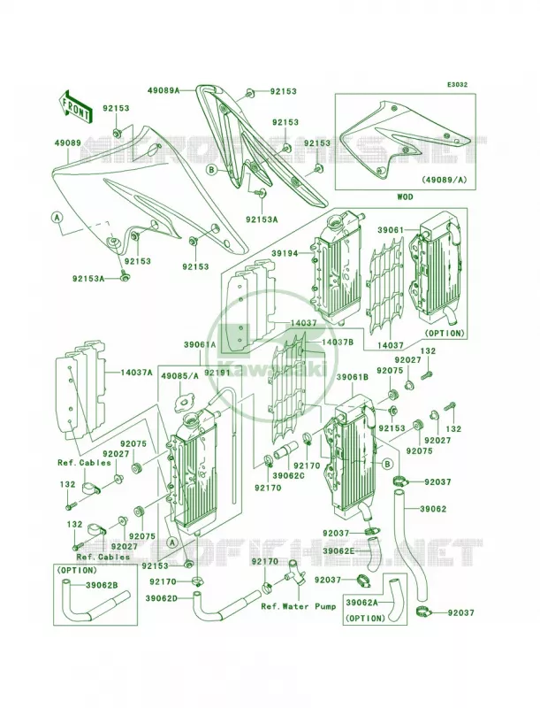 Radiator Kawasaki MOTOS 250 2005 KX250F  KX250-N2