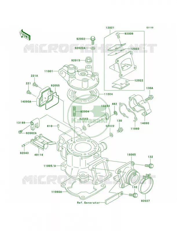 Cylinder HeadCylinder Kawasaki MOTOS 100 2004 KX100  KX100-D4