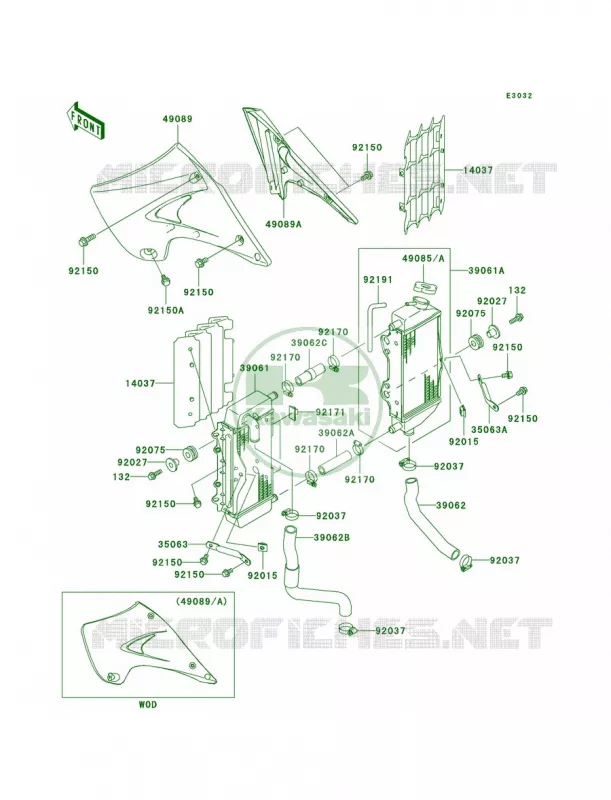 Radiator Kawasaki MOTOS 125 2004 KX125  KX125-M2