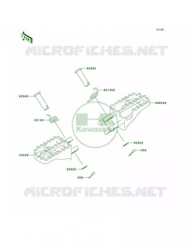 Footrests Kawasaki MOTOS 250 2004 KX250  KX250-M2