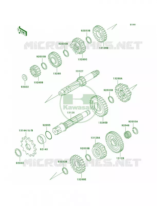 Transmission Kawasaki MOTOS 500 2004 KX500  KX500-E16