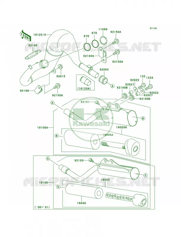 Mufflers Kawasaki MOTOS 65 2004 KX65  KX65-A5