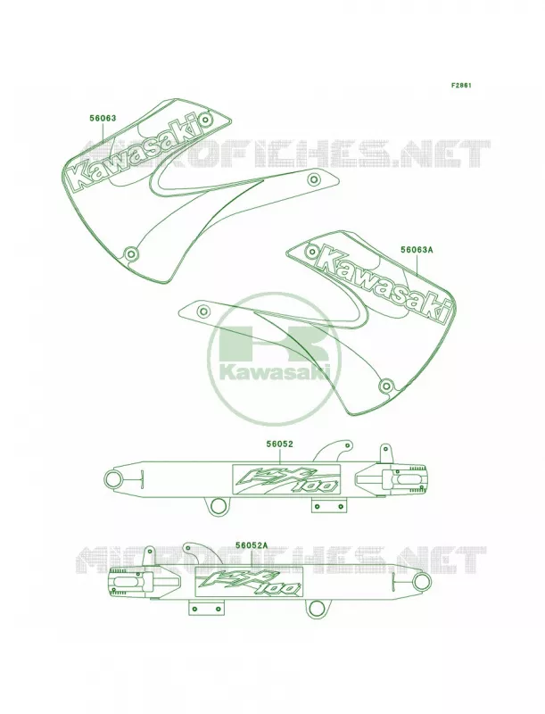 DecalsD1 Kawasaki MOTOS 100 2003 KX100  KX100-D3