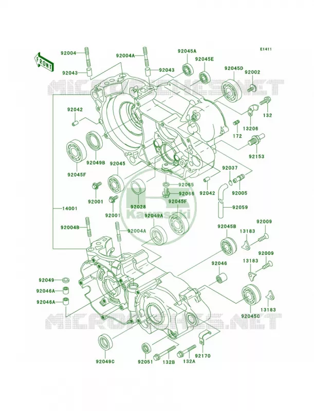 Crankcase Kawasaki MOTOS 250 2003 KX250  KX250-M1