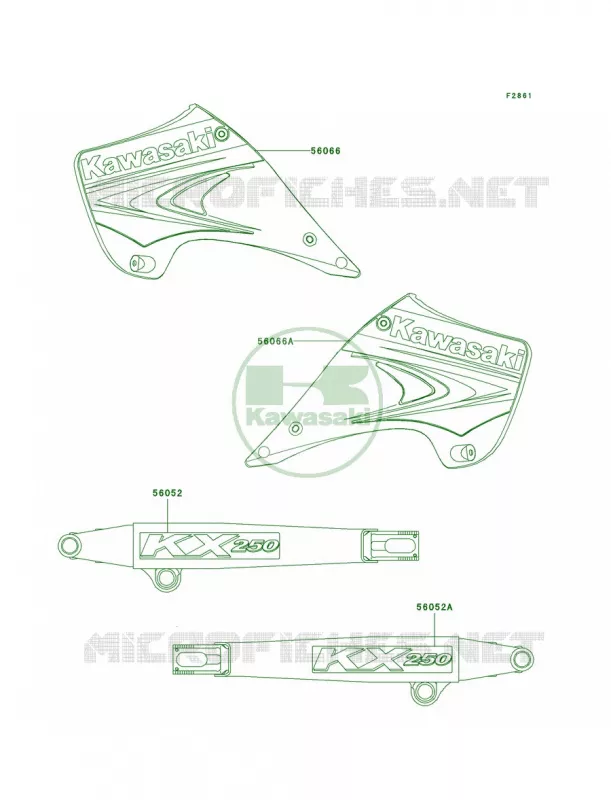 Decals Kawasaki MOTOS 250 2003 KX250  KX250-M1