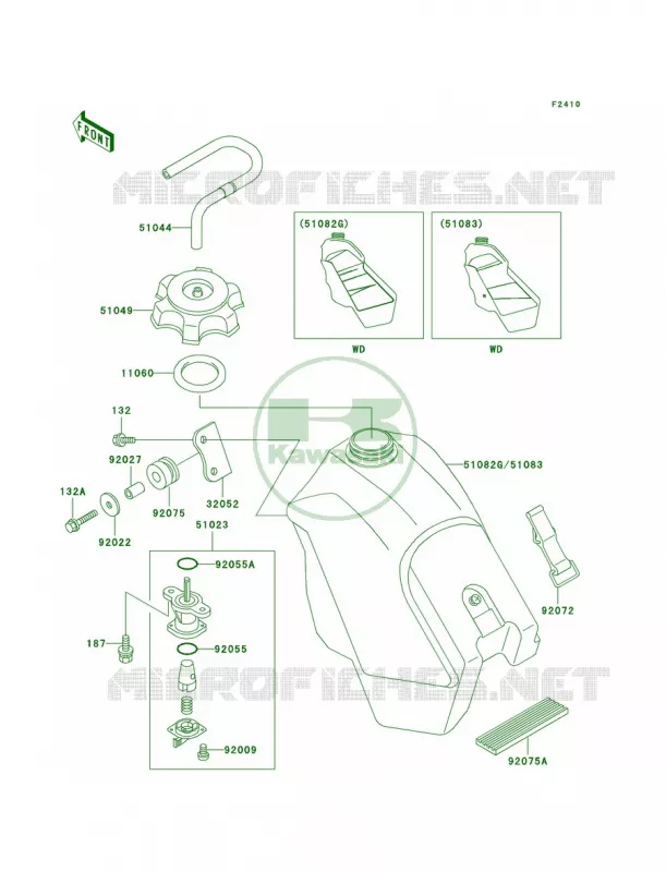 Fuel Tank Kawasaki MOTOS 500 2003 KX500  KX500-E15
