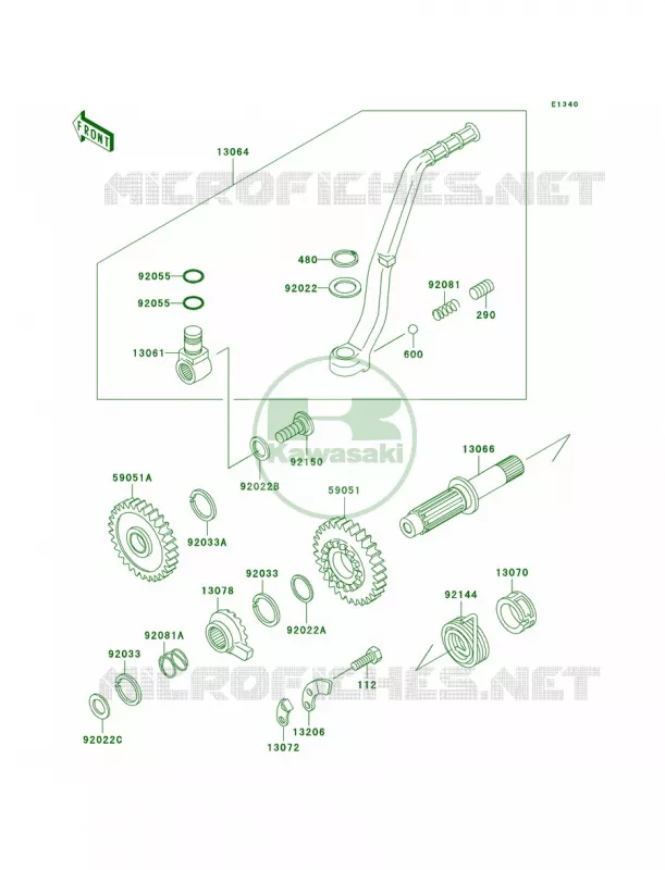 Kickstarter Mechanism Kawasaki MOTOS 500 2003 KX500  KX500-E15