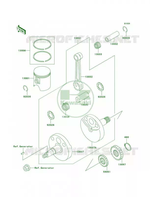 CrankshaftPistons Kawasaki MOTOS 65 2003 KX65  KX65-A4