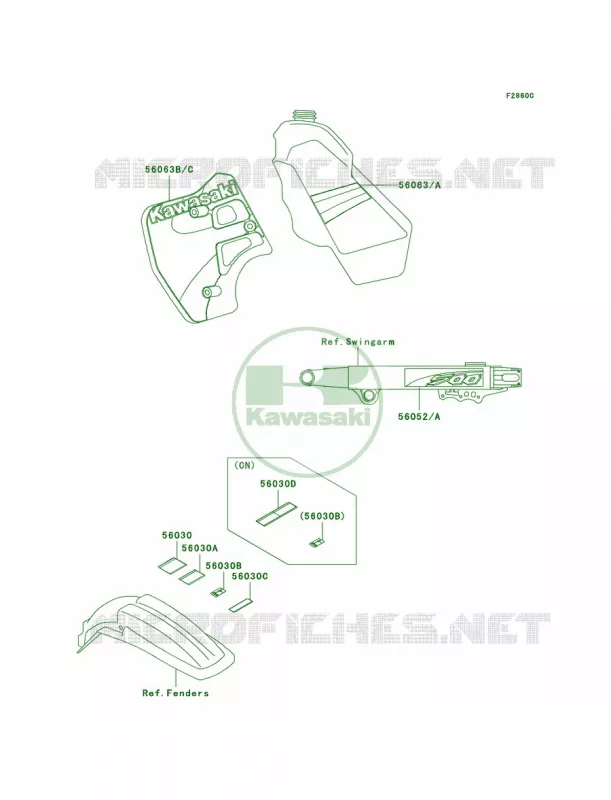 LabelsKX500-E13 Kawasaki MOTOS 500 2002 KX500  KX500-E14