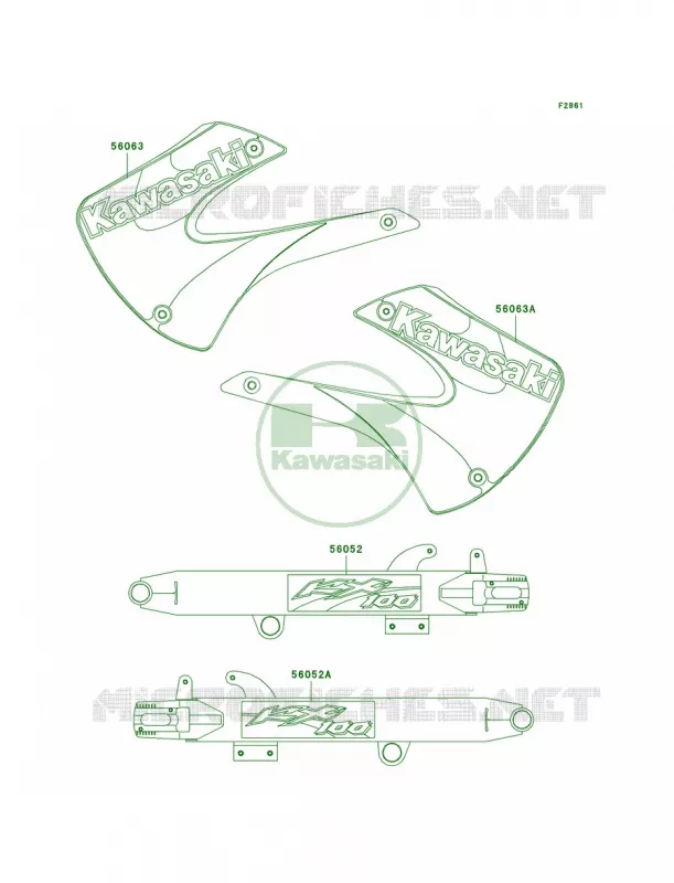 DecalsD1 Kawasaki MOTOS 100 2001 KX100  KX100-D1