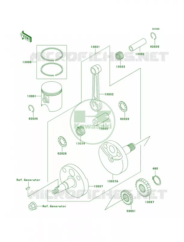 CrankshaftPistons Kawasaki MOTOS 65 2001 KX65  KX65-A2