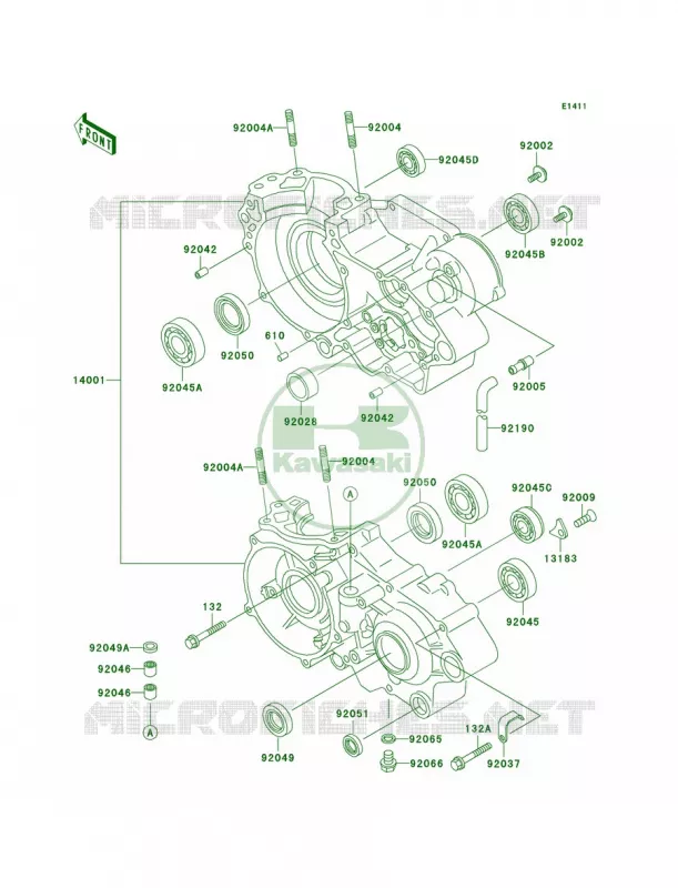 Crankcase Kawasaki MOTOS 500 2000 KX500  KX500-E12