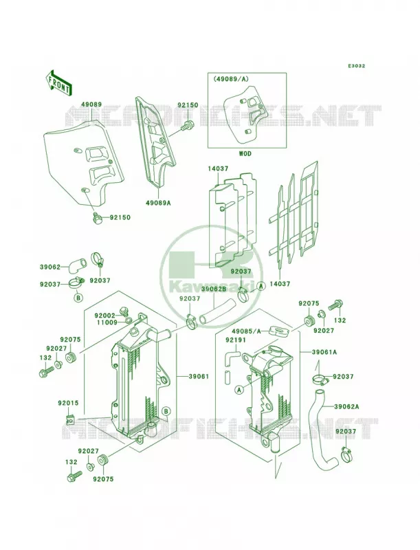 Radiator Kawasaki MOTOS 500 2000 KX500  KX500-E12