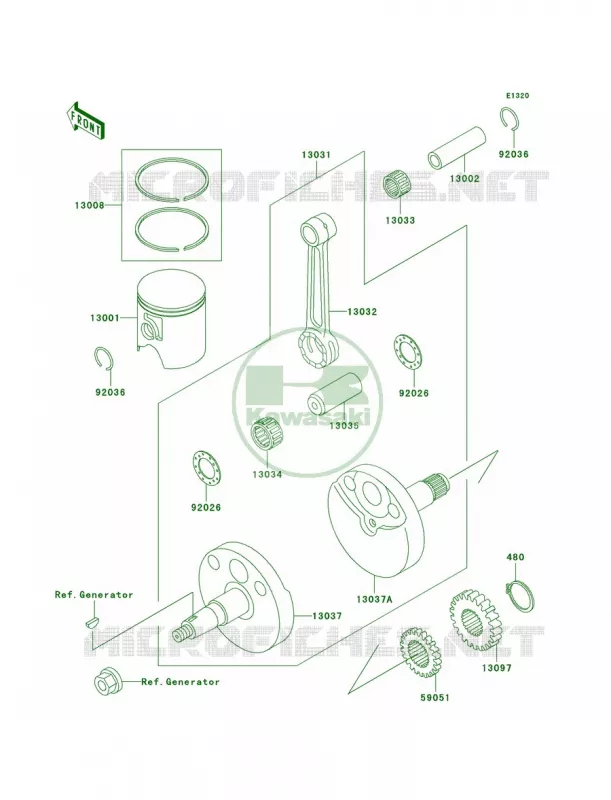 CrankshaftPistons Kawasaki MOTOS 65 2000 KX65  KX65-A1