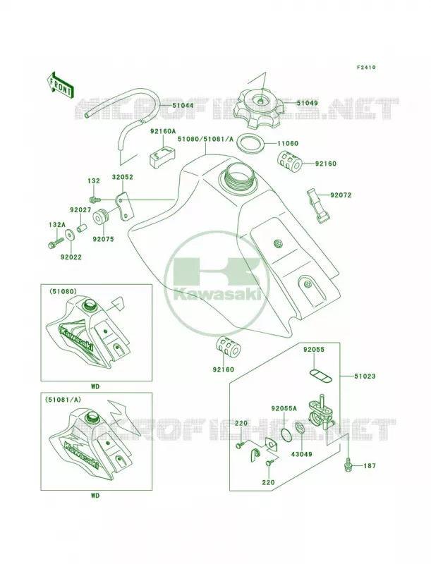 Fuel Tank Kawasaki MOTOS 80 2000 KX80  KX80-W3
