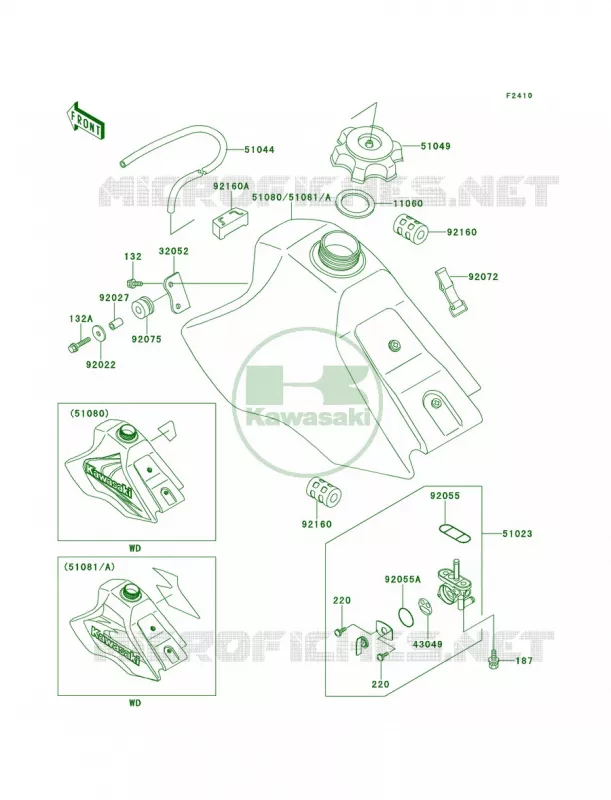 Fuel Tank Kawasaki MOTOS 80 1999 KX80  KX80-W2
