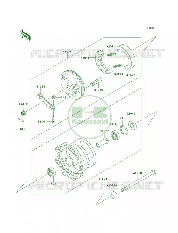Front Hub Kawasaki MOTOS 110 2009 KLX110 Monster Energy  KLX110A9FA