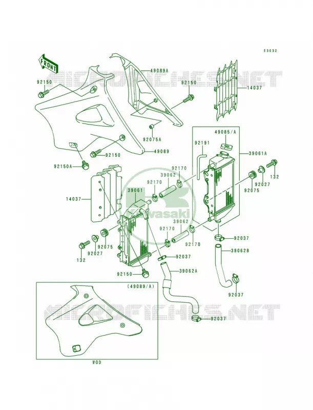 Radiator Kawasaki MOTOS 250 1998 KX250  KX250-K5