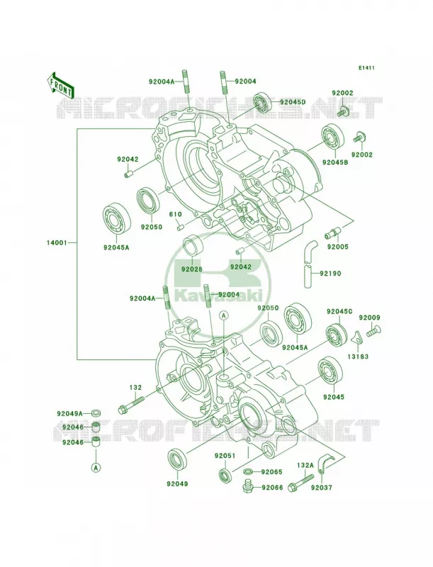 Crankcase Kawasaki MOTOS 500 1998 KX500  KX500-E10
