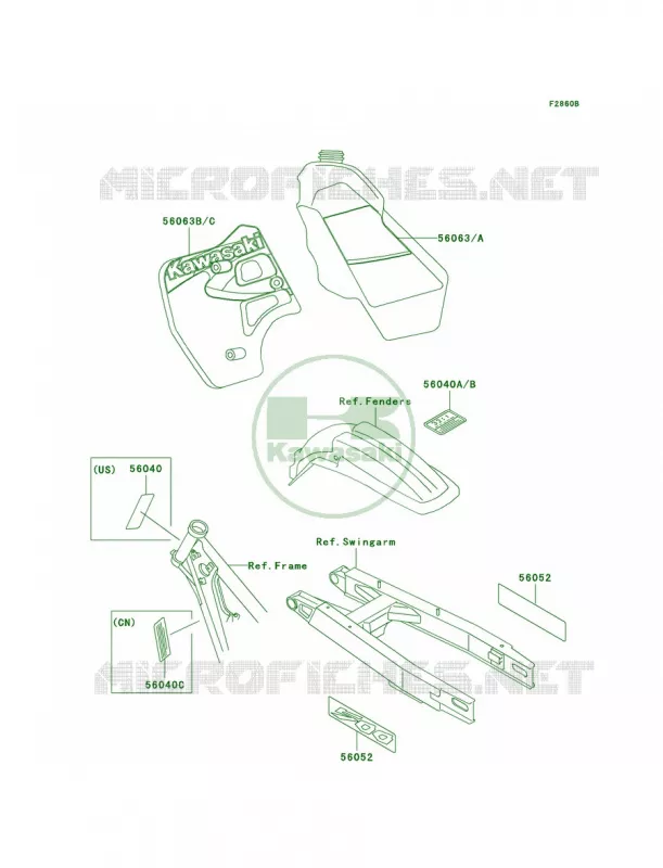 LabelsKX500-E12 Kawasaki MOTOS 500 1998 KX500  KX500-E10