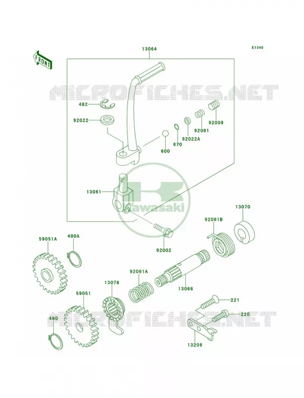 Kickstarter Mechanism Kawasaki MOTOS 60 1998 KX60  KX60-B14