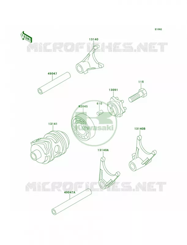 Gear Change DrumShift Forks Kawasaki MOTOS 80 1998 KX80  KX80-W1