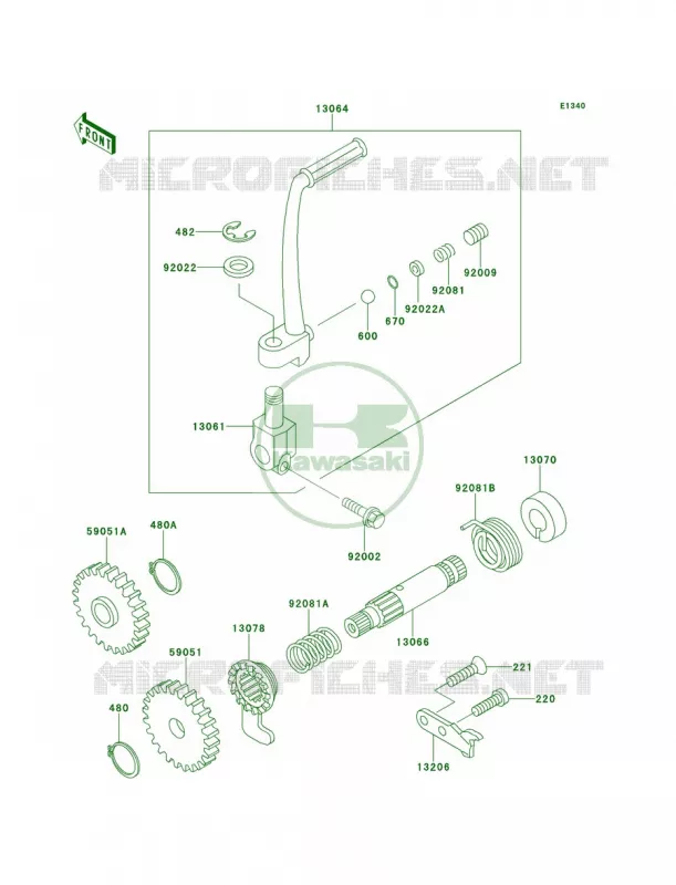 Kickstarter Mechanism Kawasaki MOTOS 60 1997 KX60  KX60-B13