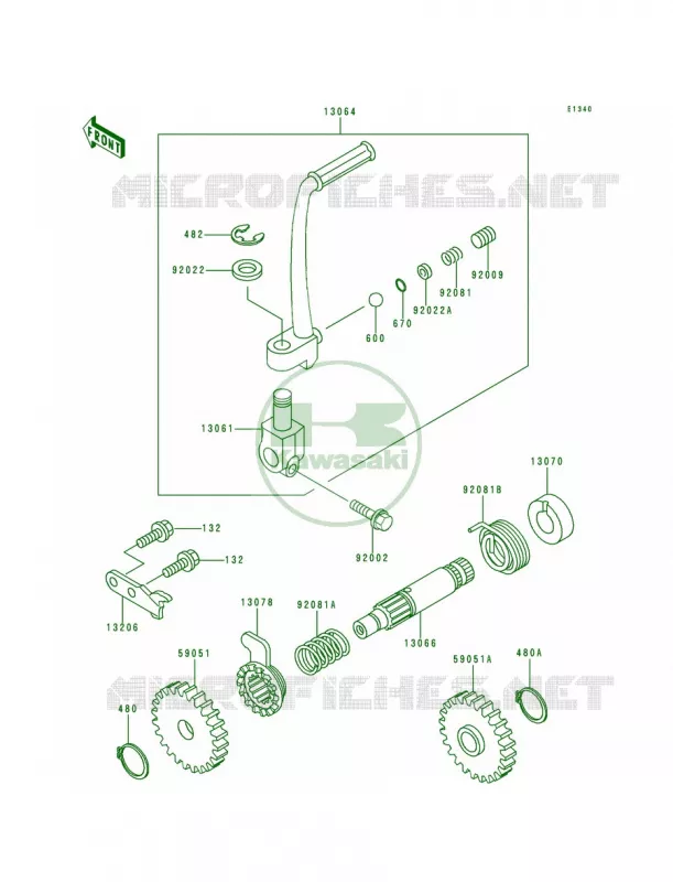 Kickstarter Mechanism Kawasaki MOTOS 80 1997 KX80  KX80-R7
