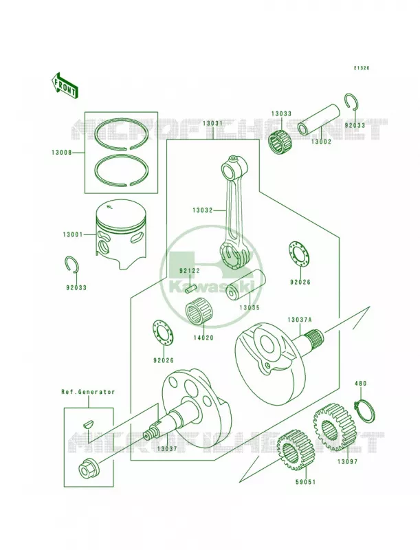CrankshaftPistons Kawasaki MOTOS 80 1996 KX80  KX80-R6