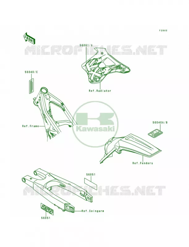 Labels Kawasaki MOTOS 250 1995 KX250  KX250-K2