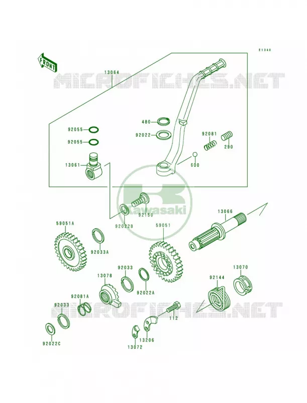 Kickstarter Mechanism Kawasaki MOTOS 500 1995 KX500  KX500-E7