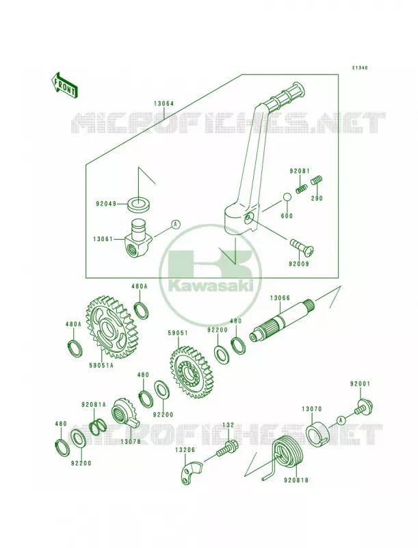 Kickstarter Mechanism Kawasaki MOTOS 125 1994 KX125  KX125-K1