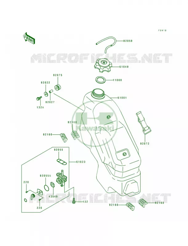 Fuel Tank Kawasaki MOTOS 250 1993 KX250  KX250-J2