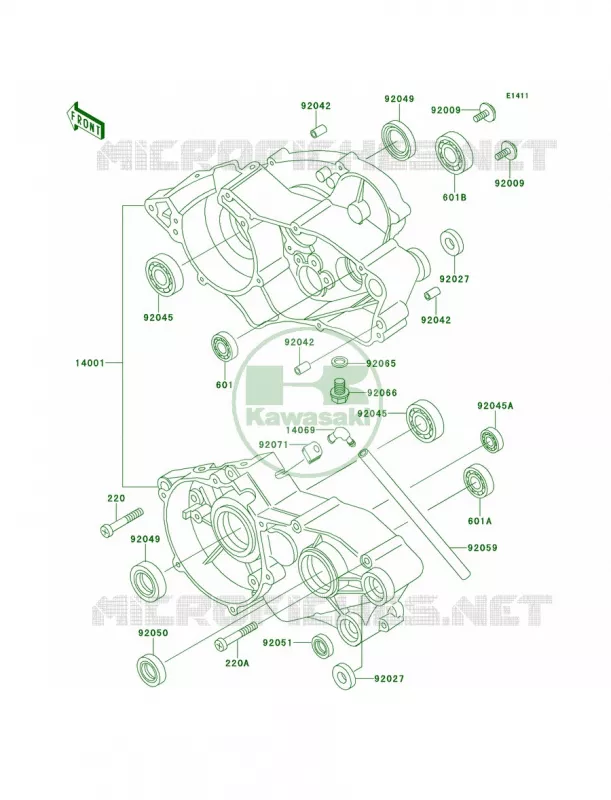 Crankcase Kawasaki MOTOS 60 1992 KX60  KX60-B8