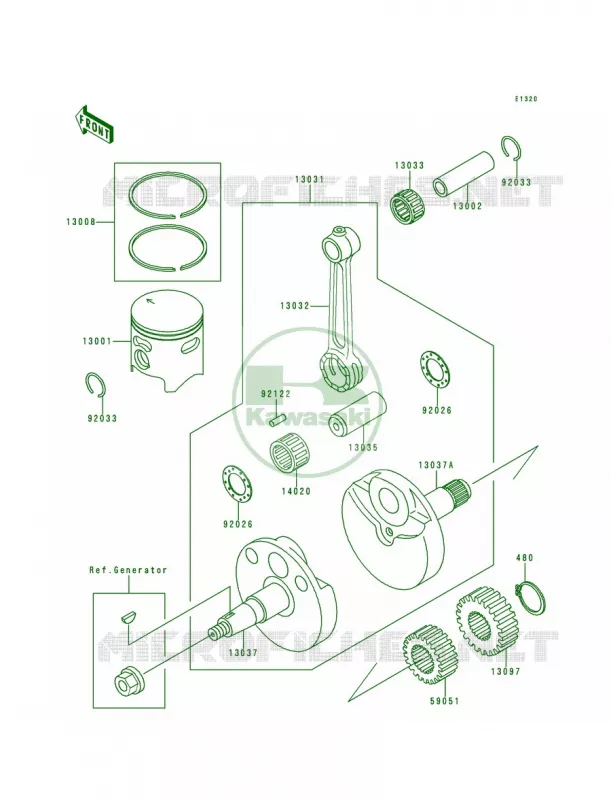 CrankshaftPiston Kawasaki MOTOS 80 1992 KX80 Big Wheels  KX80-T2