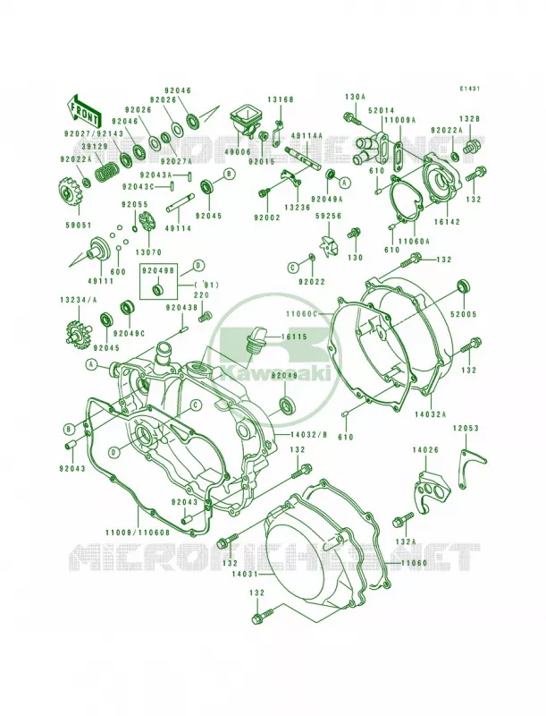 Engine Cover Kawasaki MOTOS 250 1991 KX250  KX250-H2