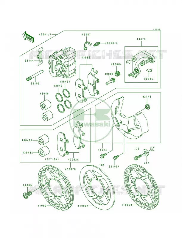 Front Caliper Kawasaki MOTOS 250 1991 KX250  KX250-H2