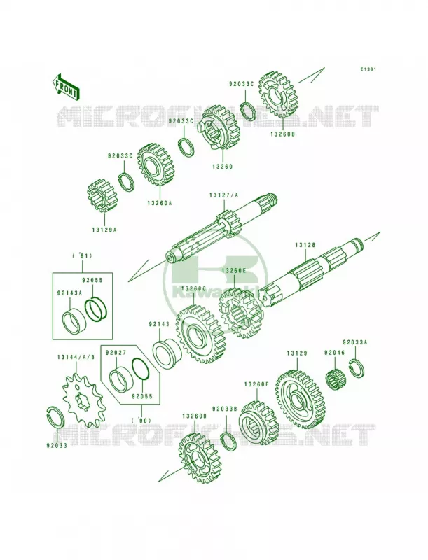 Transmission Kawasaki MOTOS 250 1991 KX250  KX250-H2