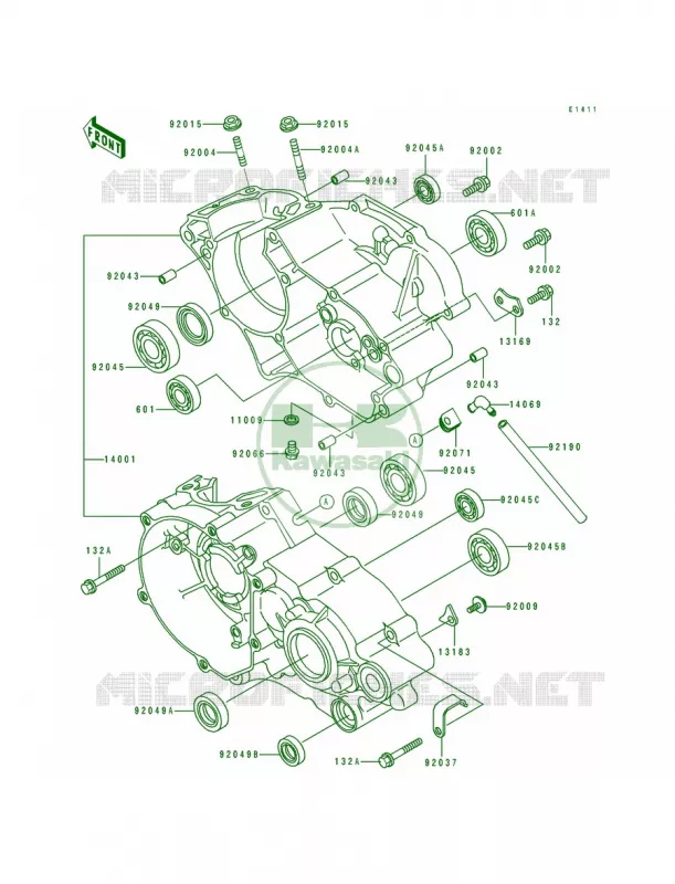 Crankcase Kawasaki MOTOS 80 1991 KX80  KX80-R1