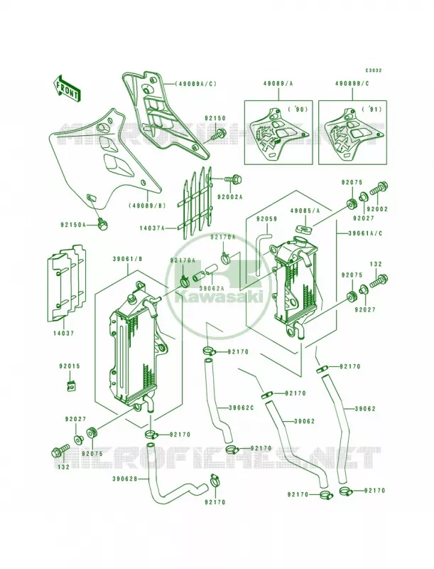 Radiator Kawasaki MOTOS 125 1990 KX125  KX125-H1