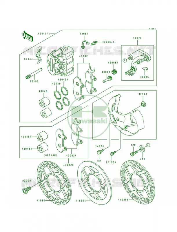 Front Caliper Kawasaki MOTOS 250 1990 KX250  KX250-H1