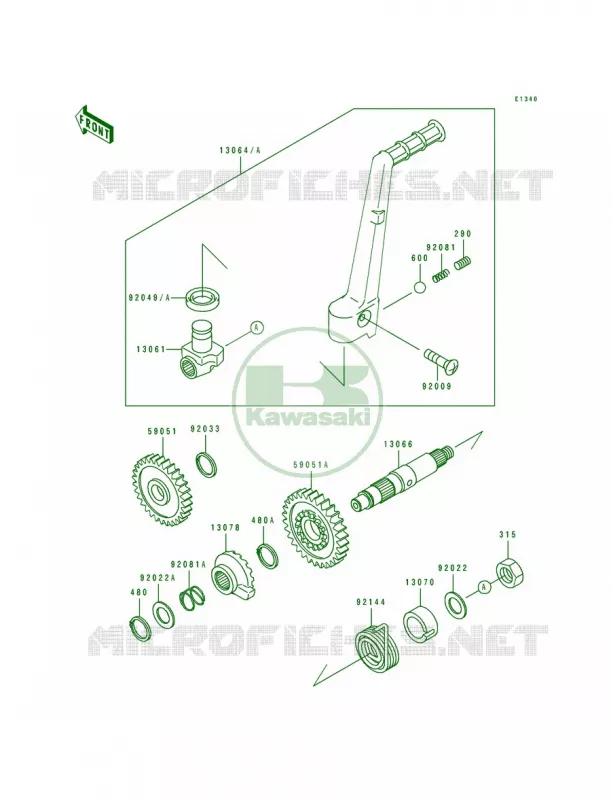 Kickstarter Mechanism Kawasaki MOTOS 250 1990 KX250  KX250-H1
