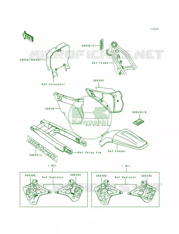 Label Kawasaki MOTOS 250 1990 KX250  KX250-H1