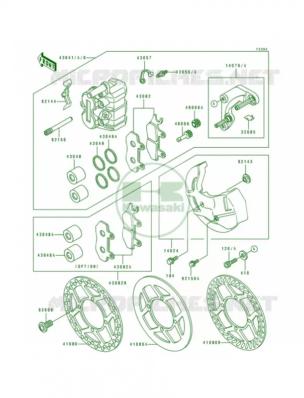 Front Caliper Kawasaki MOTOS 500 1990 KX500  KX500-E2