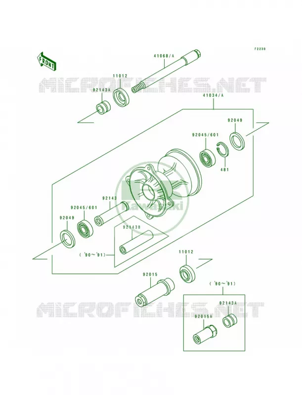 Front Hub Kawasaki MOTOS 500 1990 KX500  KX500-E2